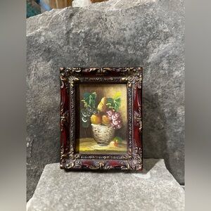 Mini Original Impressionist Fruit Basket Painting